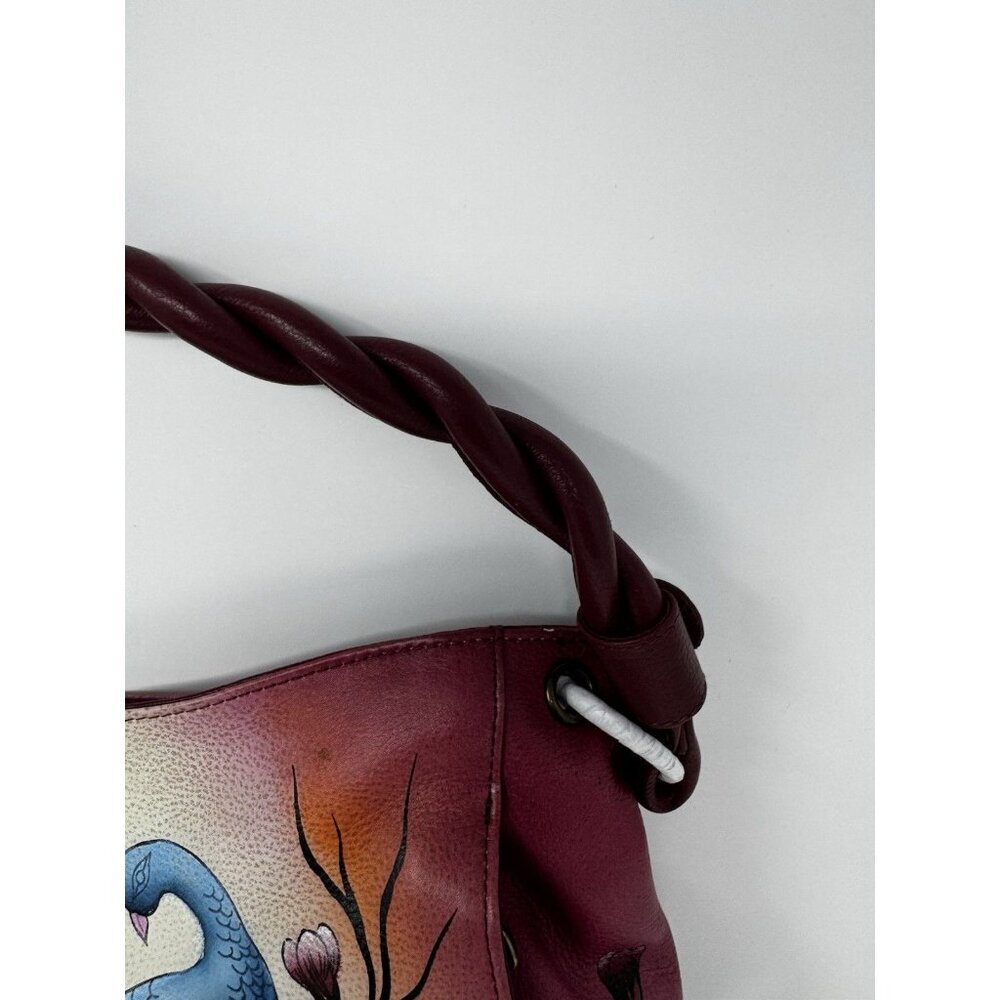 Anuschka hand-painted genuine leather hobo Peacock - Picture 5 of 16